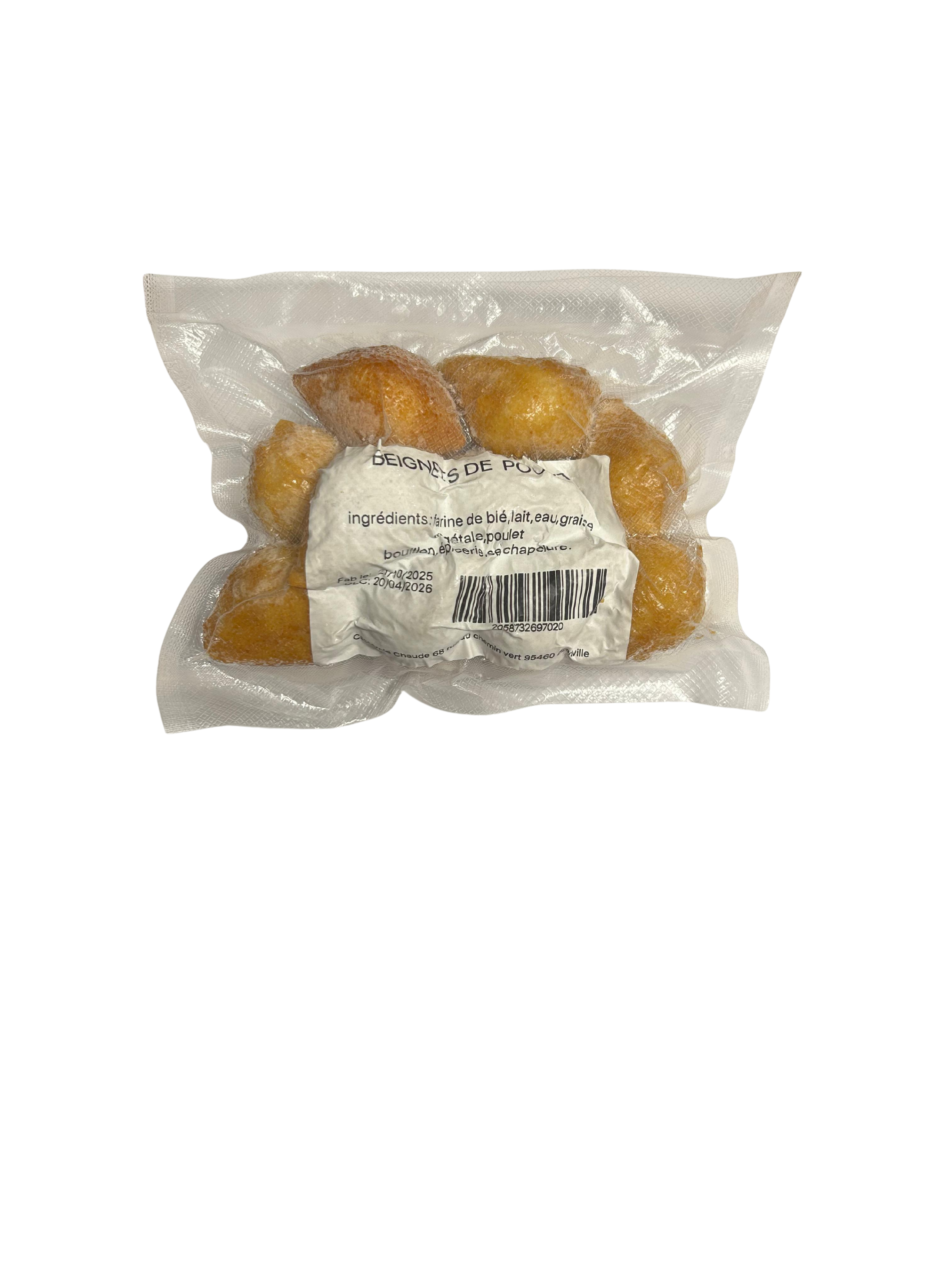 Golden shredded chicken beignets (Chicken Coxinha) – fried and frozen – Small pack – 10 units of 25 g (250 g)
