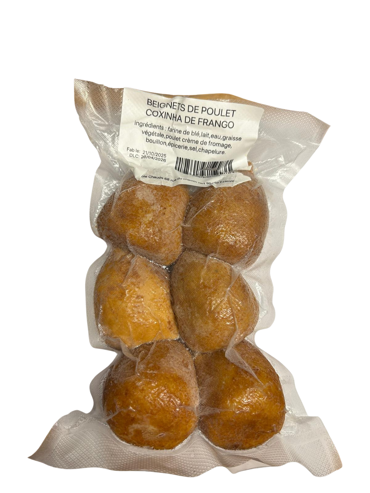 Beignets dorés au poulet effiloché (Coxinha de Frango) – frits et surgelés – Grande Taille – 6 unités de 150 g (900 g)
