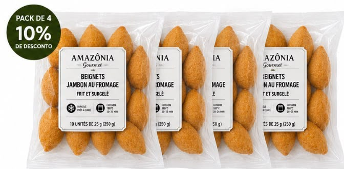 Golden ham and cheese fritters (Ham and cheese coxinha) – fried and frozen – Small pack – 10 units of 25 g (250 g)