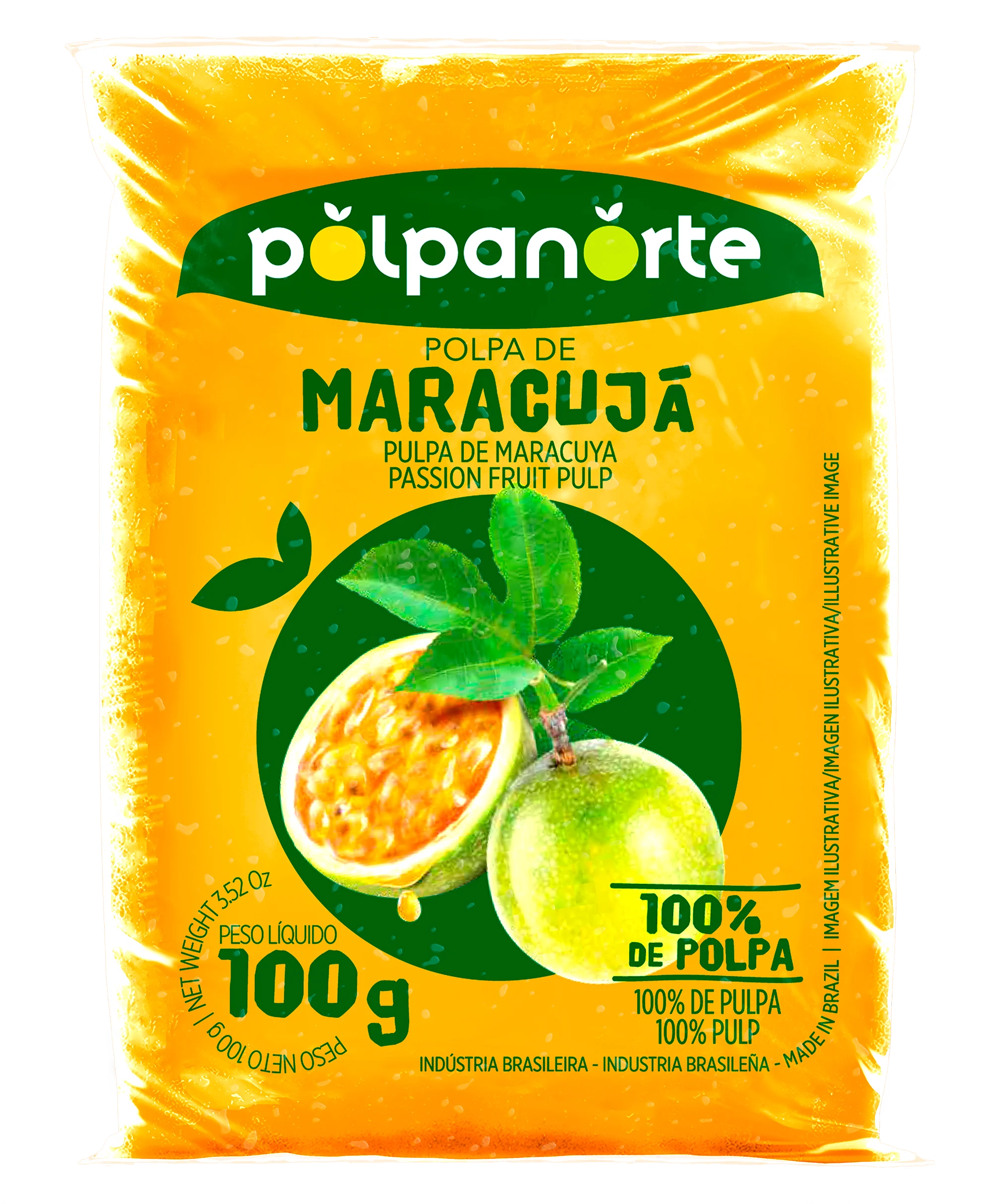 Pulpe de Fruit de la Passion Congelée (Pulpe de Maracuja) - Polpanorte - 100 g