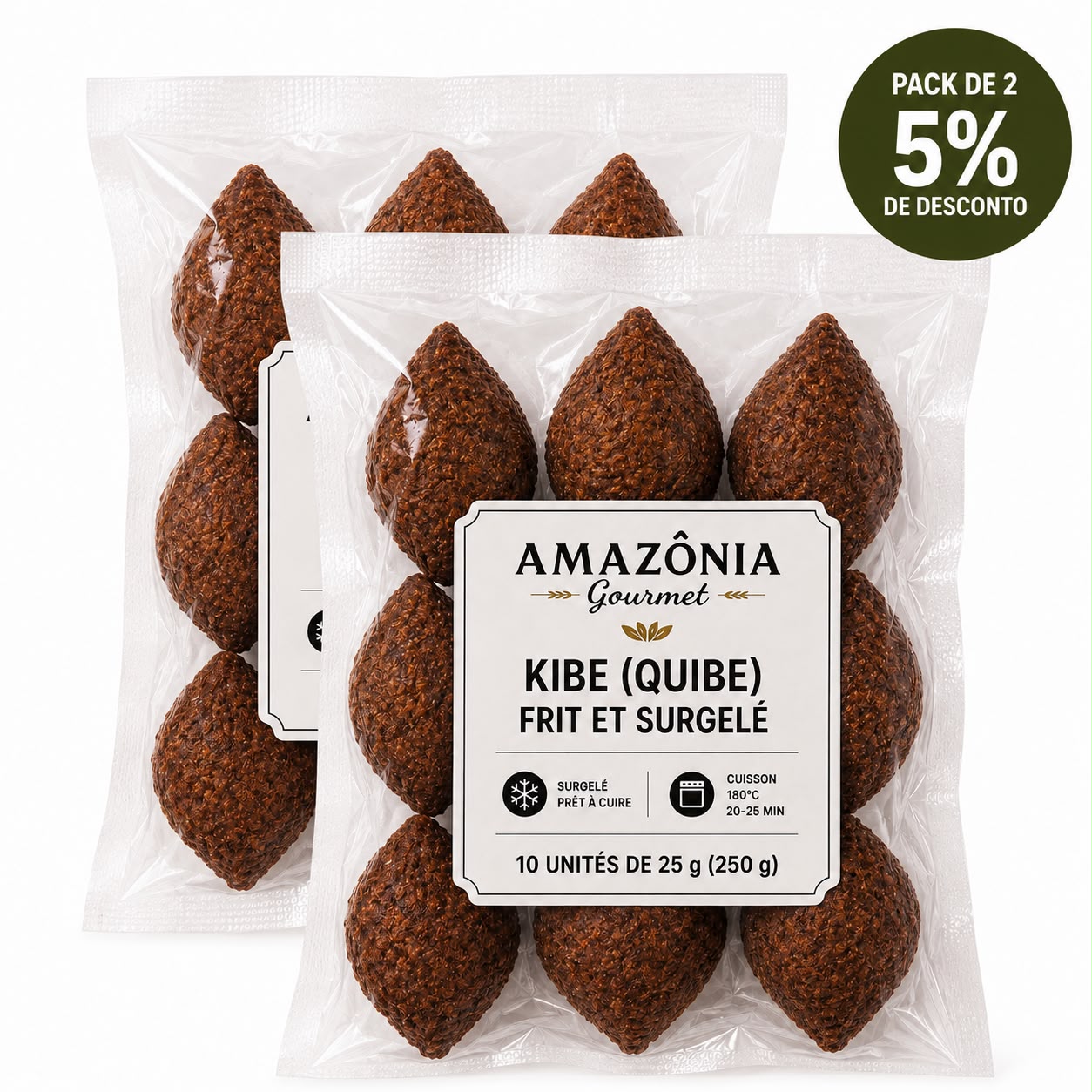 Fried and frozen kibbeh (Quibe) – Pack of 2 – 20 units of 25 g (500 g)
