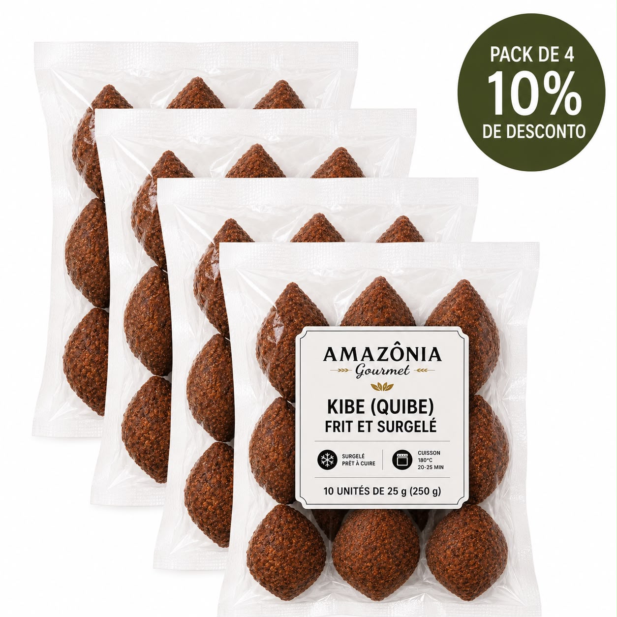 Fried and frozen kibbeh (Quibe) – Pack of 4 – 40 units of 25 g (1 kg)