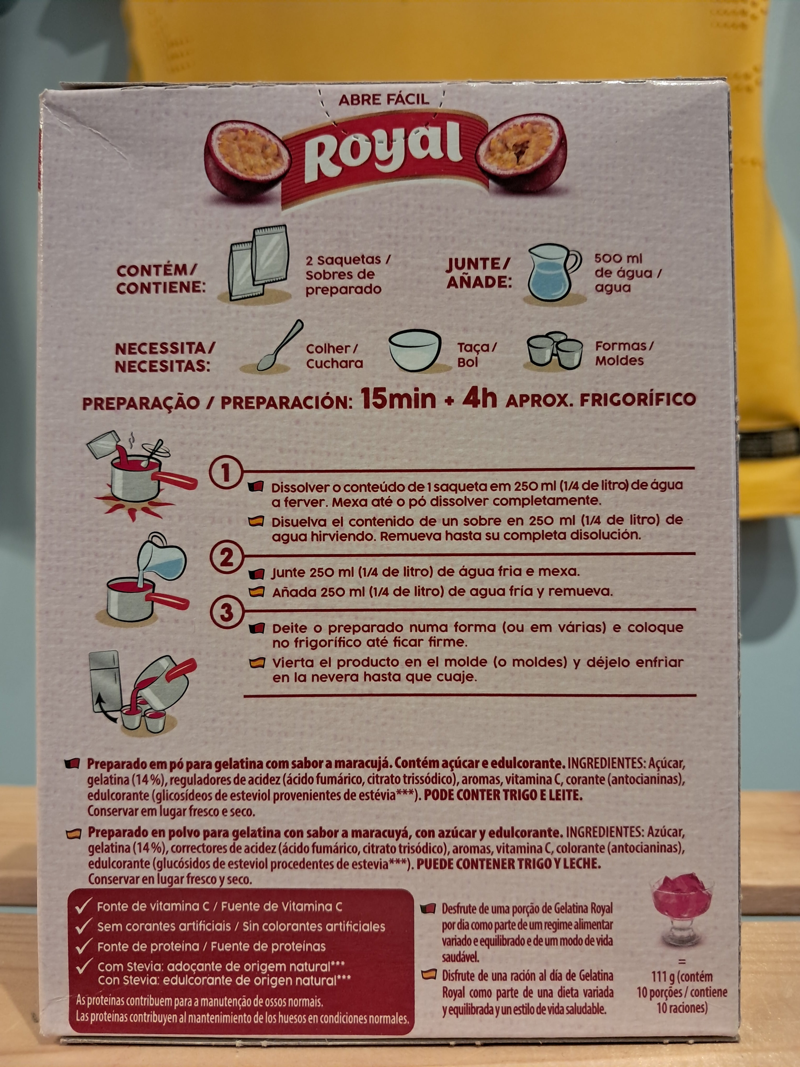 Gelatina in Polvere Gusto Passione (Gelatina in Polvere Maracujá) - ROYAL - 114g - Confezione con 2 bustine