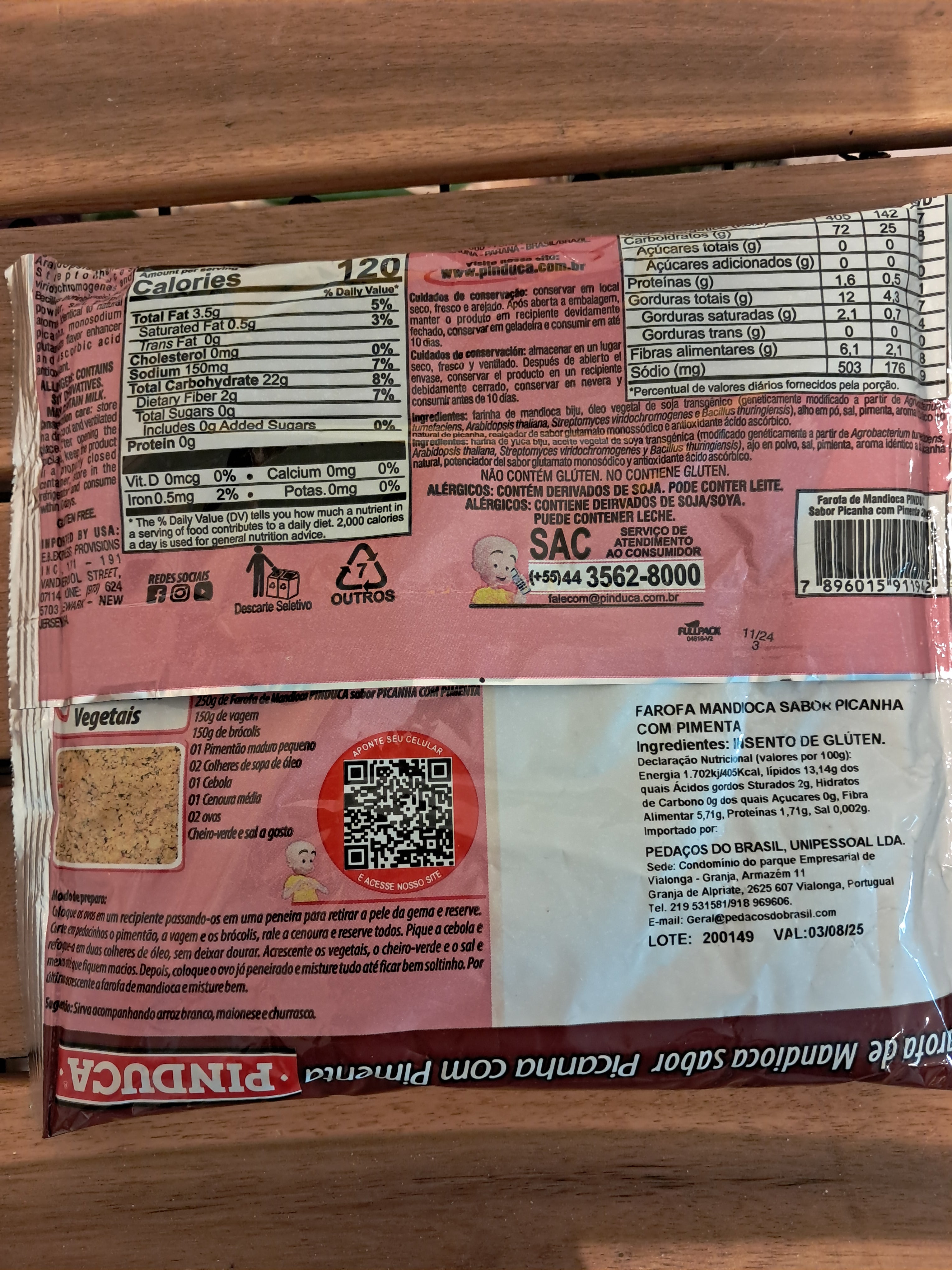 Farine de manioc assaisonnée goût picanha piment (Picanha Cassava Farofa with Pepper) - PINDUCA - 250g