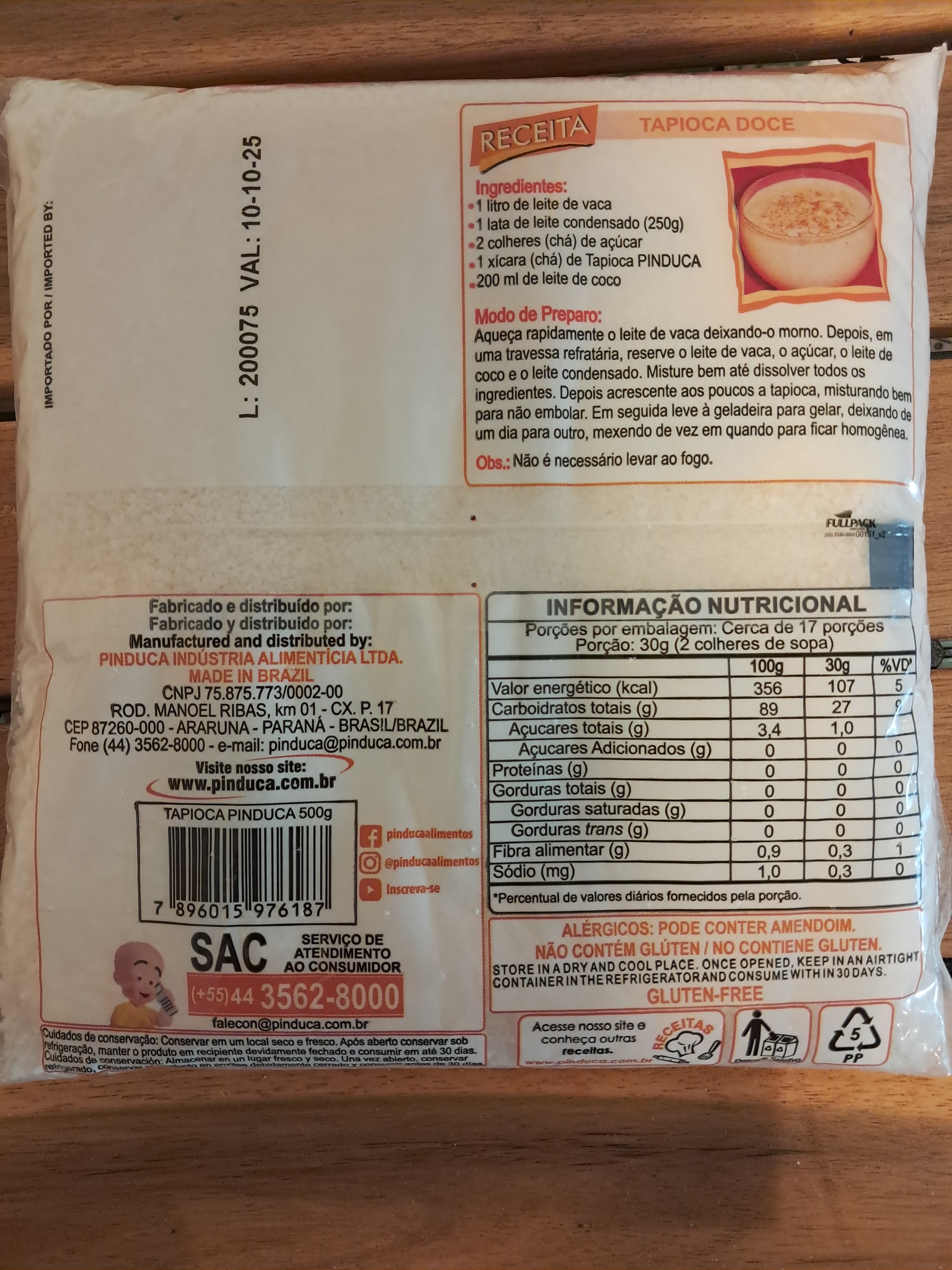 Granulated cassava starch (Granulated Tapioca) - PINDUCA - 500g