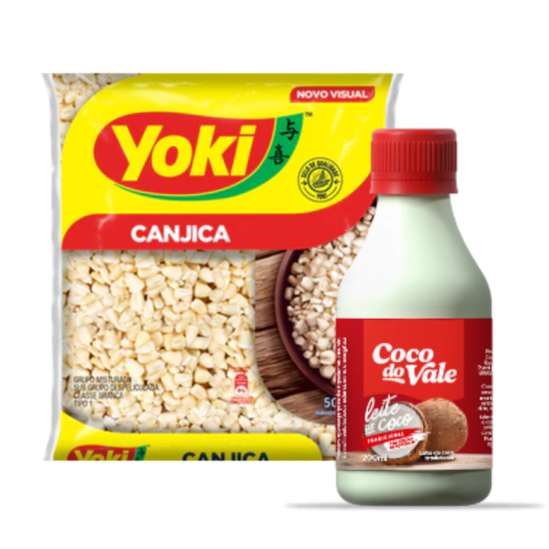 Perfect Combination - White Hominy - YOKI - 500g + Coconut Milk - COCO DO VALE - 200ml